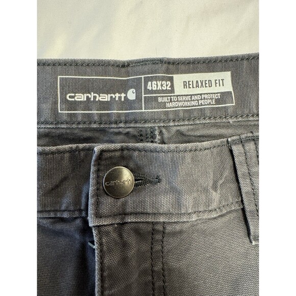 Carhartt Gray Double Knee Regular Loose Fit BN2802-M Work Duck Pants 46x32 - Picture 5 of 13